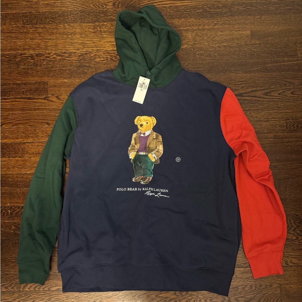 Polo Ralph Lauren Polo Bear Color Block Fleece Hoodie Size XLT - NWT